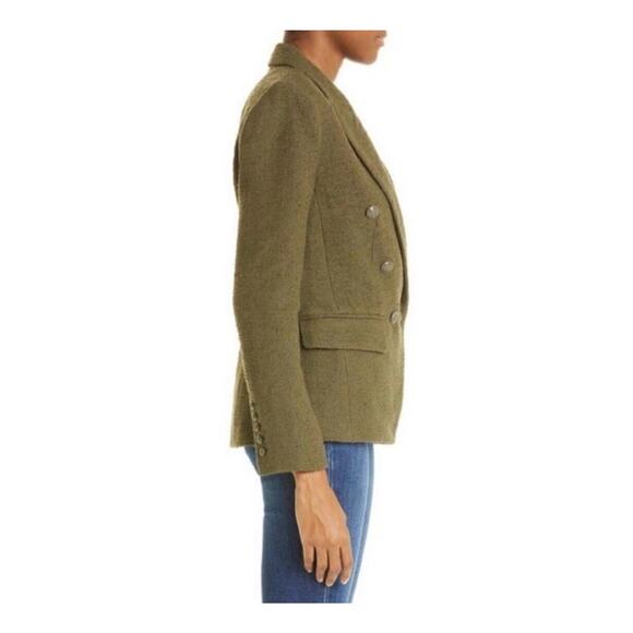 L'agence Kenzie Knit Boucle Tweed Blazer Jacket in Olive Ivy Green Size 4 NEW - Picture 3 of 15